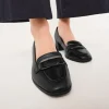 Women Tamaris Antonella Block Heel Link Loafer - Black Leather