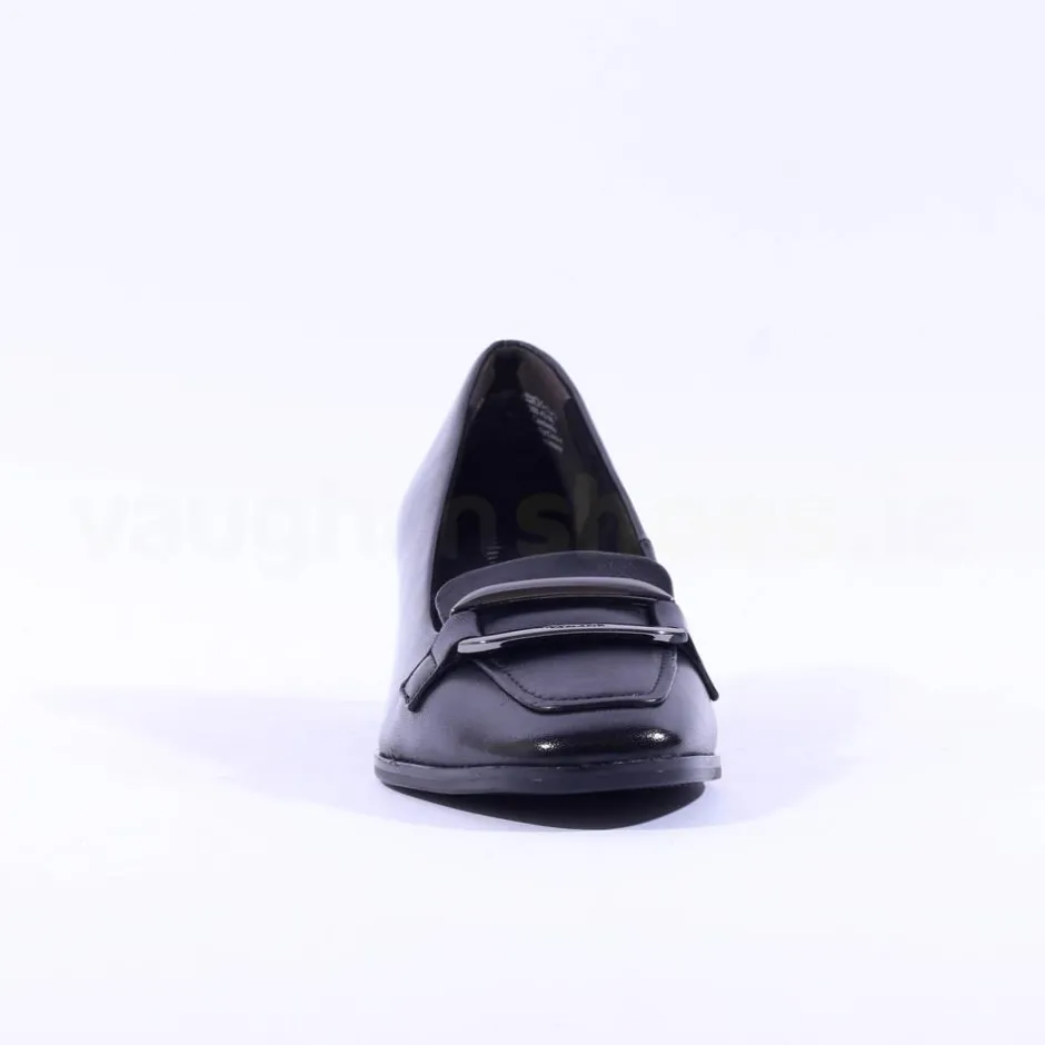 Women Tamaris Antonella Block Heel Link Loafer - Black Leather