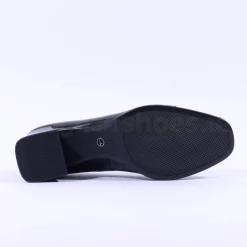 Women Tamaris Antonella Block Heel Link Loafer - Black Leather