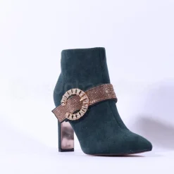 Women Una Healy Anytime Diamante Broach Boot - Green Gold