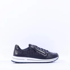 Women Ara Osaka Side Zip Lace Trainer - Navy White
