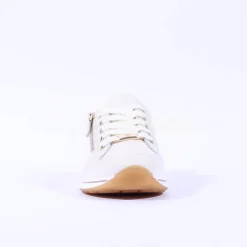 Women Ara Osaka Side Zip Lace Trainer - Cream Leather