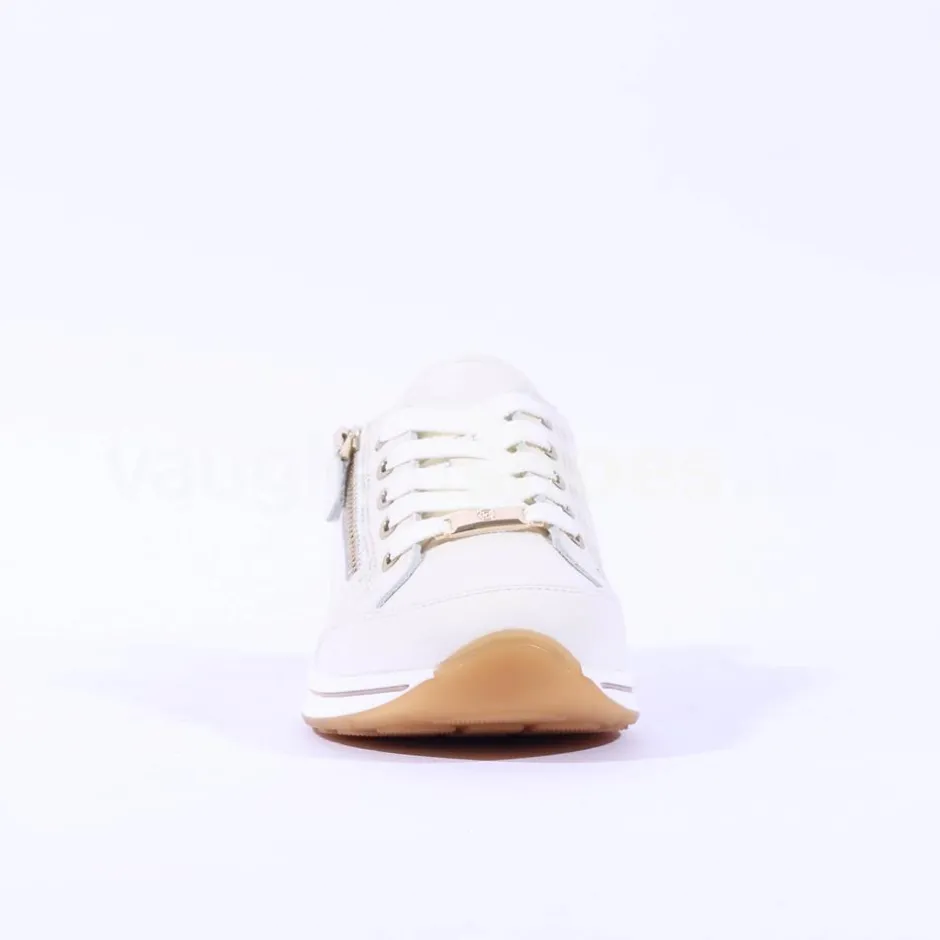 Women Ara Osaka Side Zip Lace Trainer - Cream Leather