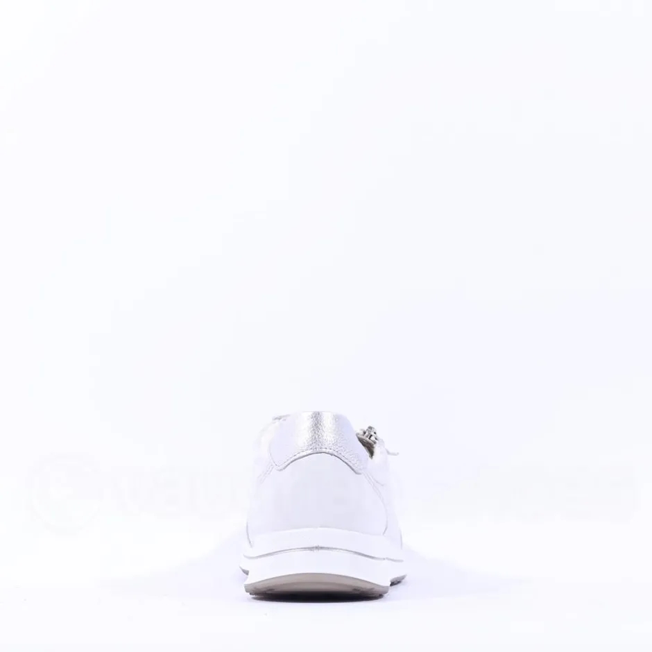 Women Ara Osaka Side Zip Lace Trainer - White Silver Print