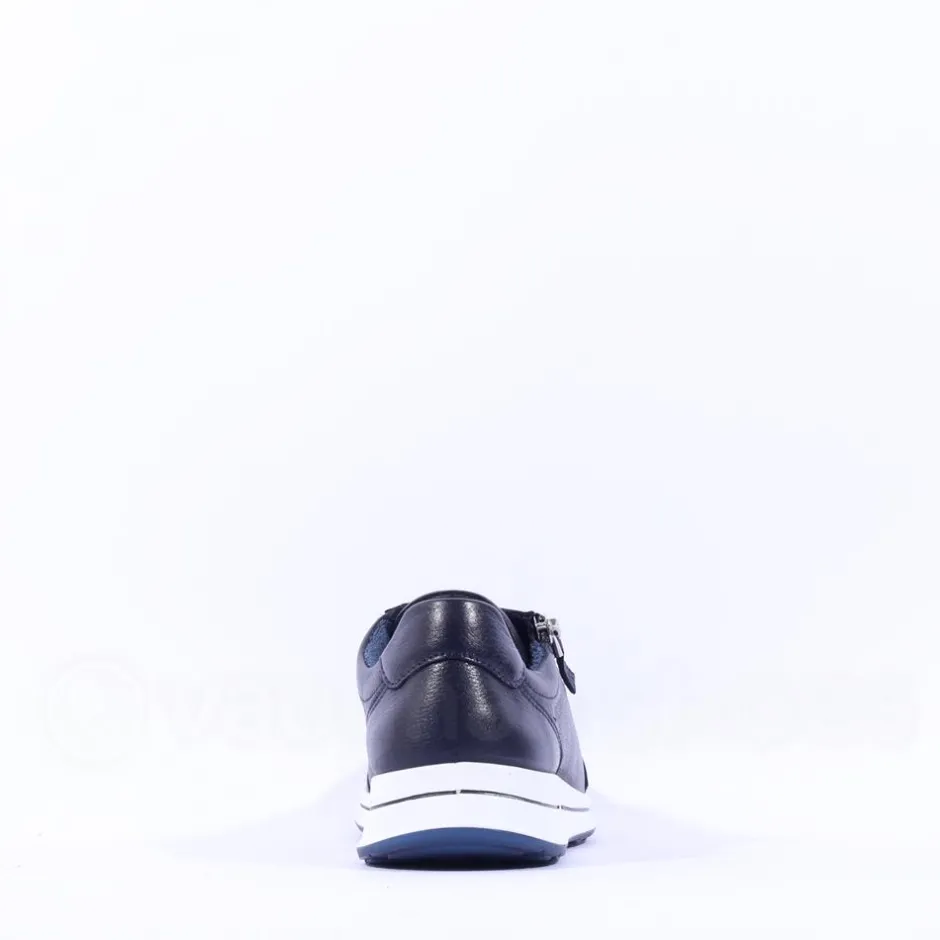 Women Ara Osaka Side Zip Lace Trainer - Navy White