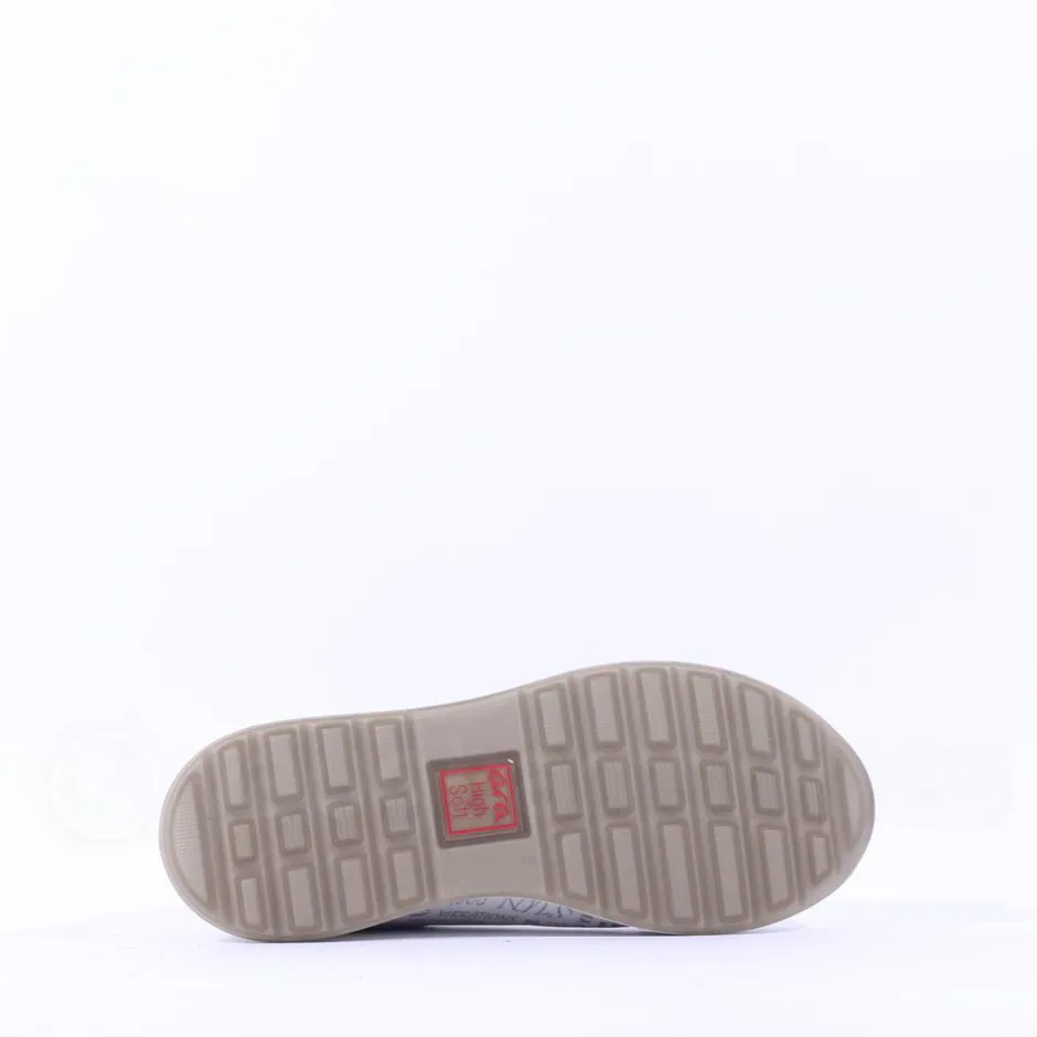 Women Ara Osaka Side Zip Lace Trainer - White Silver Print