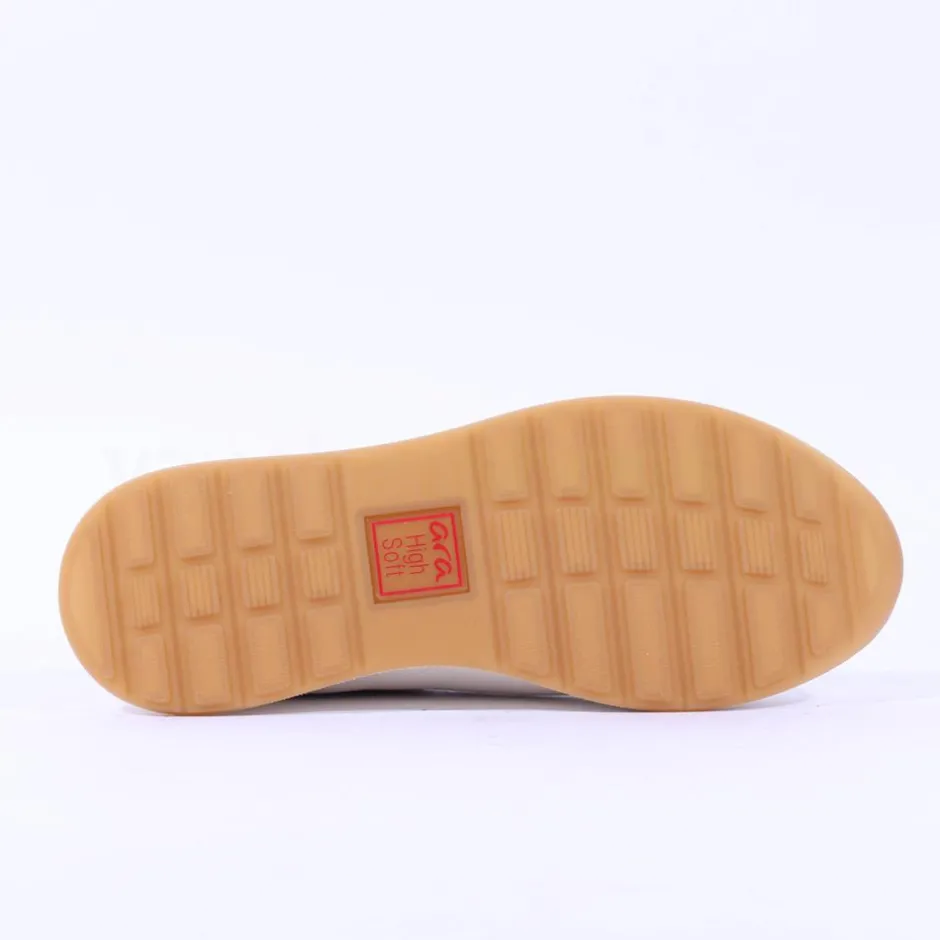 Women Ara Osaka Side Zip Lace Trainer - Cream Leather