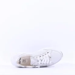 Women Ara Osaka Side Zip Lace Trainer - White Silver Print