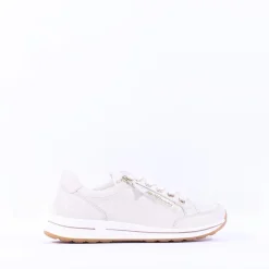 Women Ara Osaka Side Zip Lace Trainer - Cream Leather