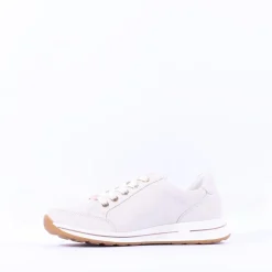Women Ara Osaka Side Zip Lace Trainer - Cream Leather