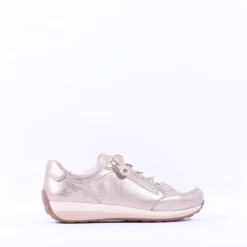 Women Ara Osaka Side Zip Ribbon Lace Trainer - Gold Combination