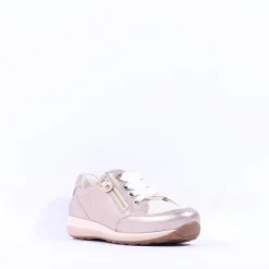 Women Ara Osaka Side Zip Ribbon Lace Trainer - Gold Combination