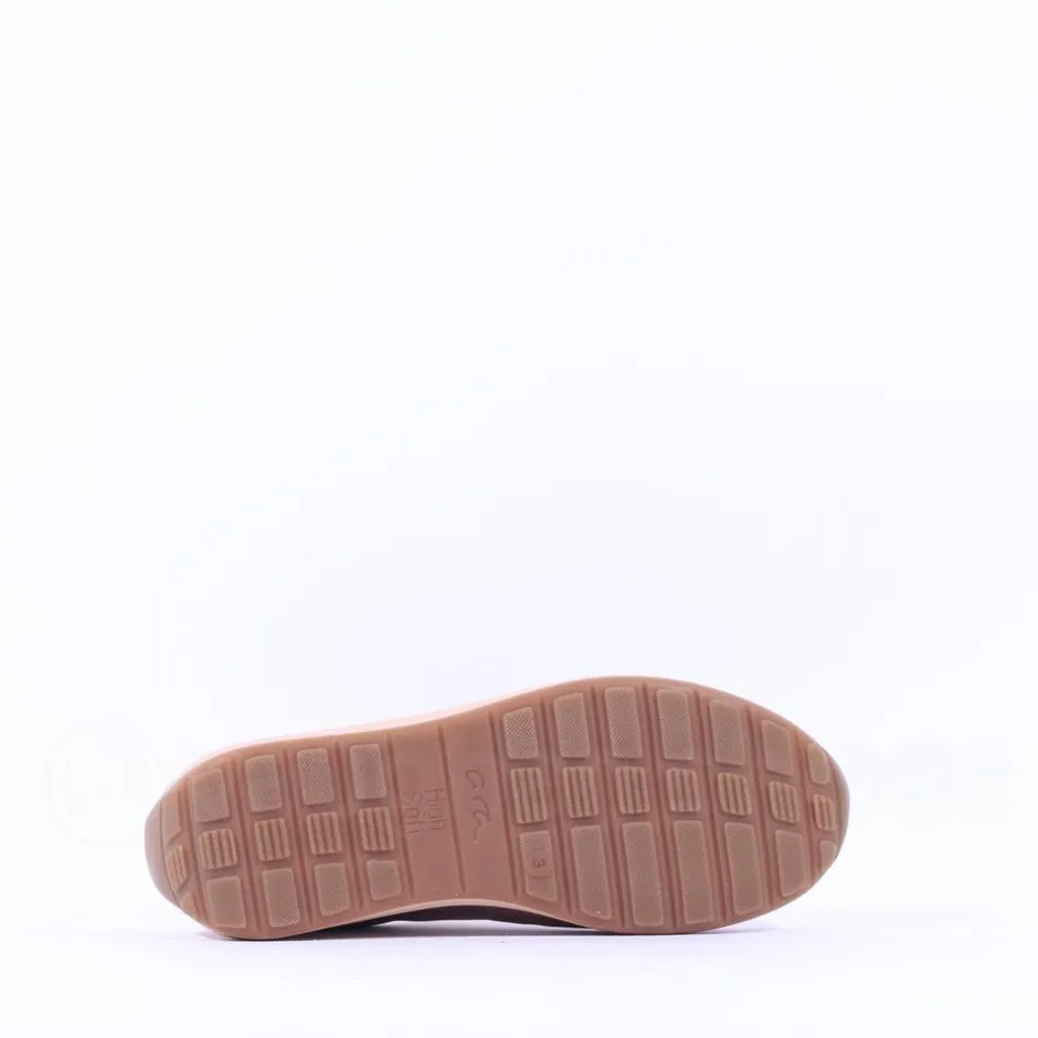 Women Ara Osaka Side Zip Ribbon Lace Trainer - Gold Combination