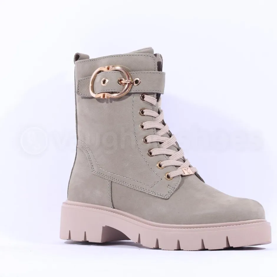 Women Caprice Arabella Buckle Strap Lace Boot - Khaki