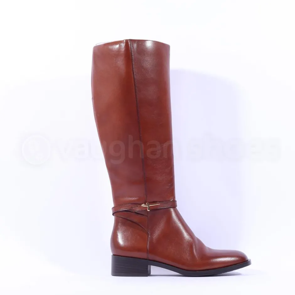 Women Tamaris Areti Knee High Thin Strap Boot - Cognac Leather