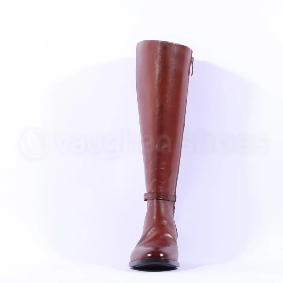 Women Tamaris Areti Knee High Thin Strap Boot - Cognac Leather