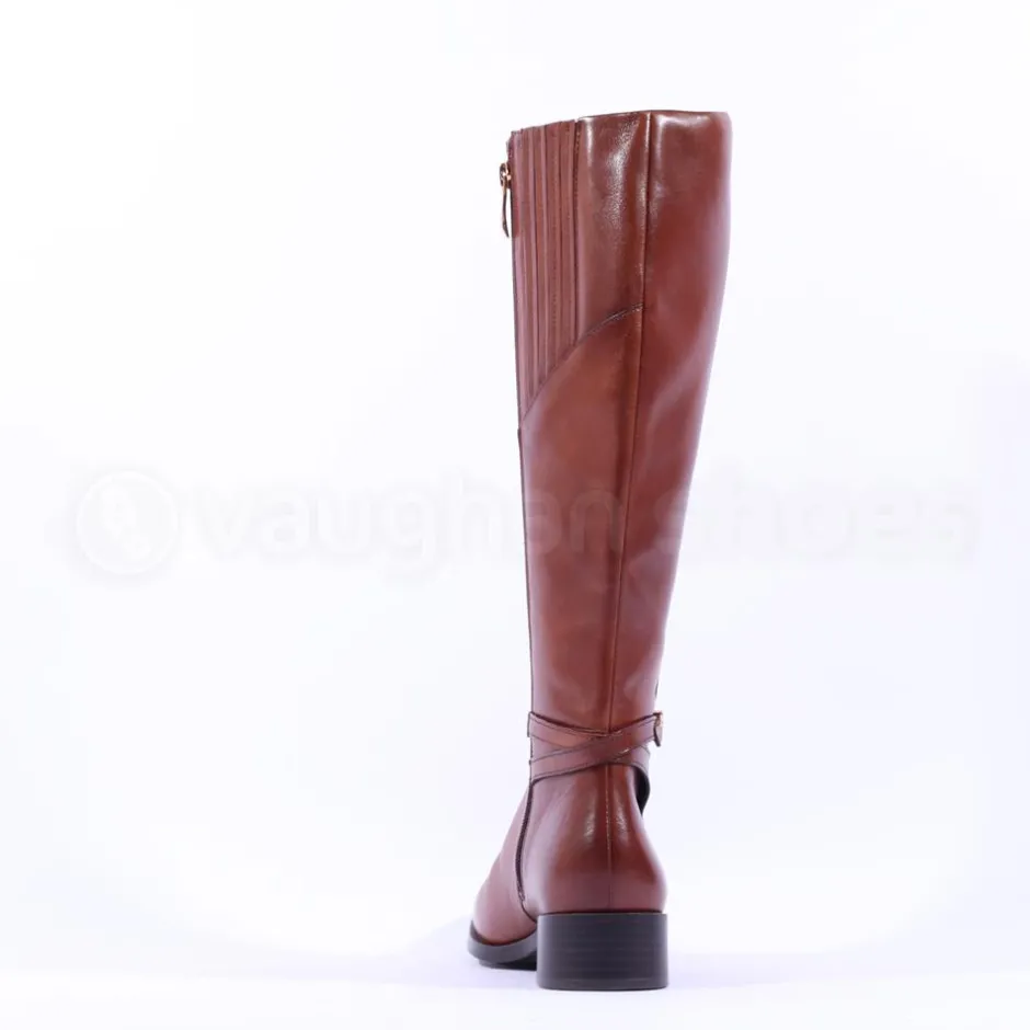 Women Tamaris Areti Knee High Thin Strap Boot - Cognac Leather