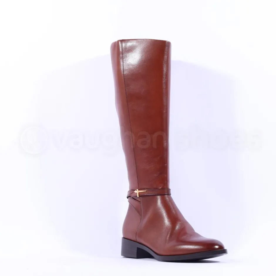Women Tamaris Areti Knee High Thin Strap Boot - Cognac Leather