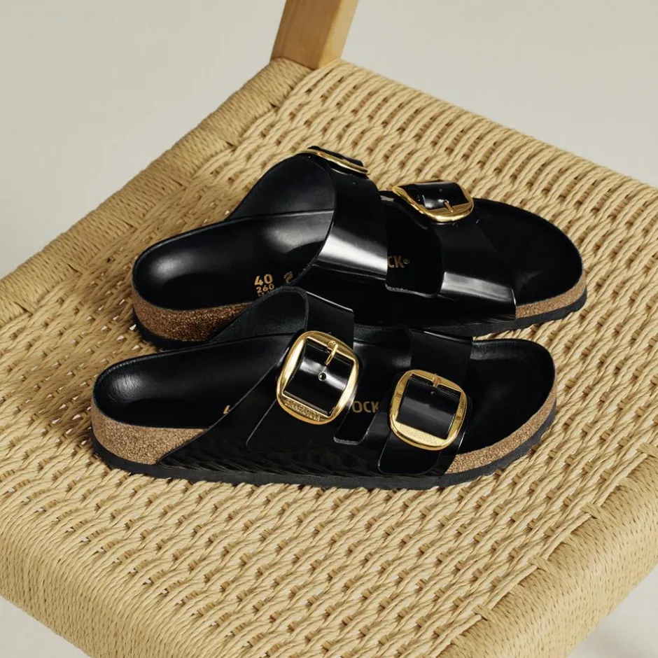 Women Birkenstock Arizona Big Buckle Patent - High Shine Black
