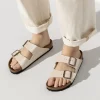 Women Birkenstock Arizona Birko Flor - Graceful Pearl White