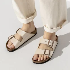 Women Birkenstock Arizona Birko Flor - Graceful Pearl White