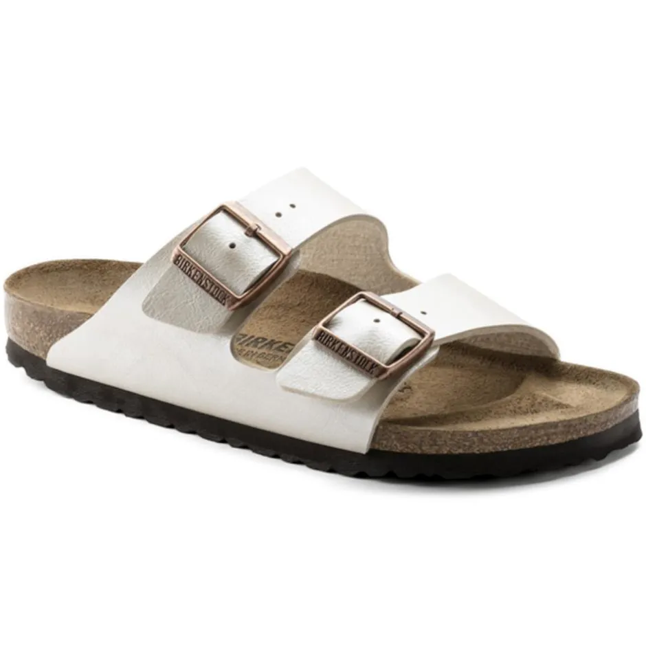 Women Birkenstock Arizona Birko Flor - Graceful Pearl White