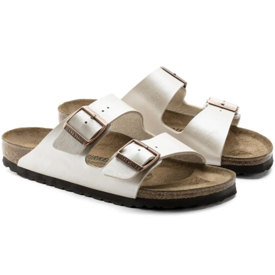 Women Birkenstock Arizona Birko Flor - Graceful Pearl White