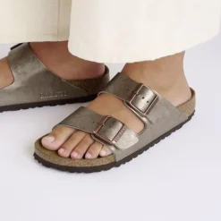 Women Birkenstock Arizona Birko-Flor - Graceful Taupe