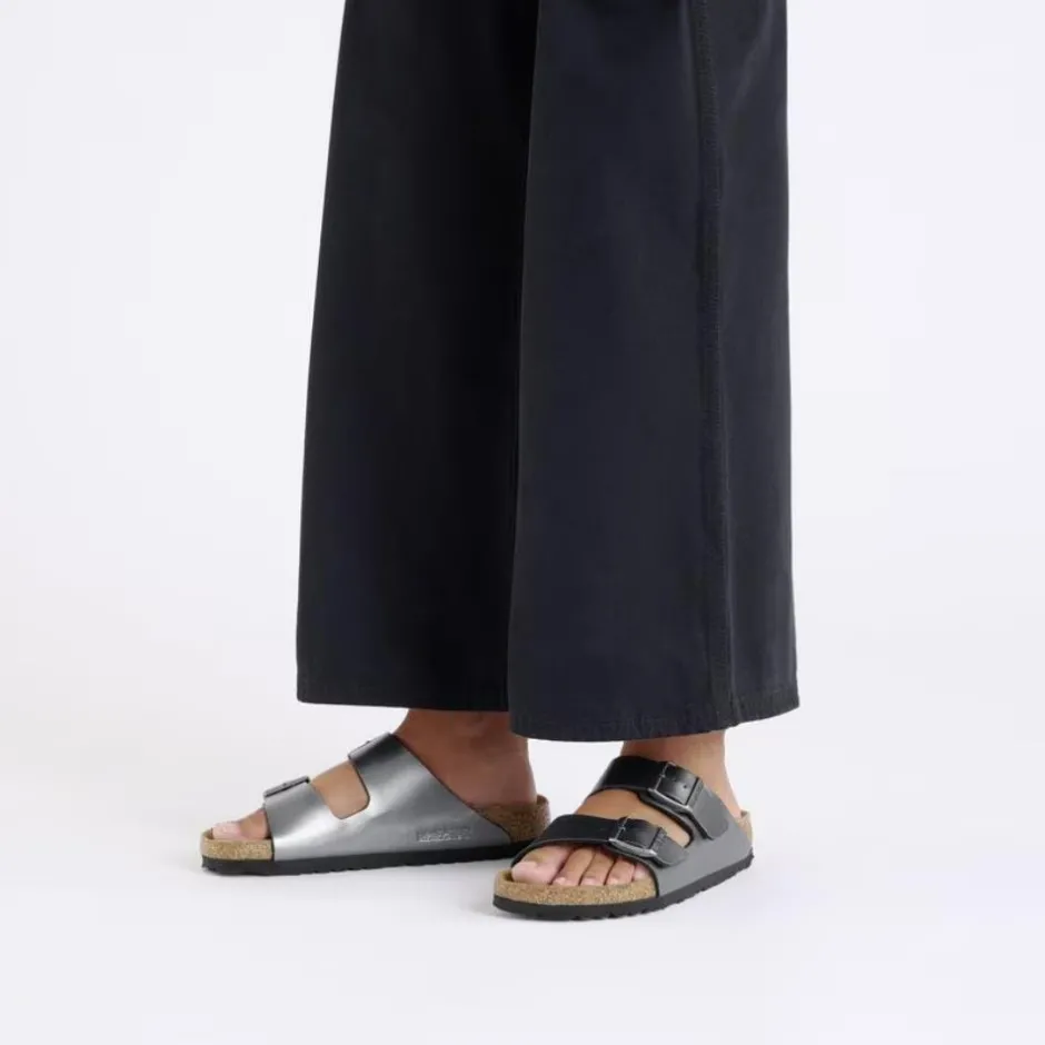 Women Birkenstock Arizona Birko-Flor - Metallic Black