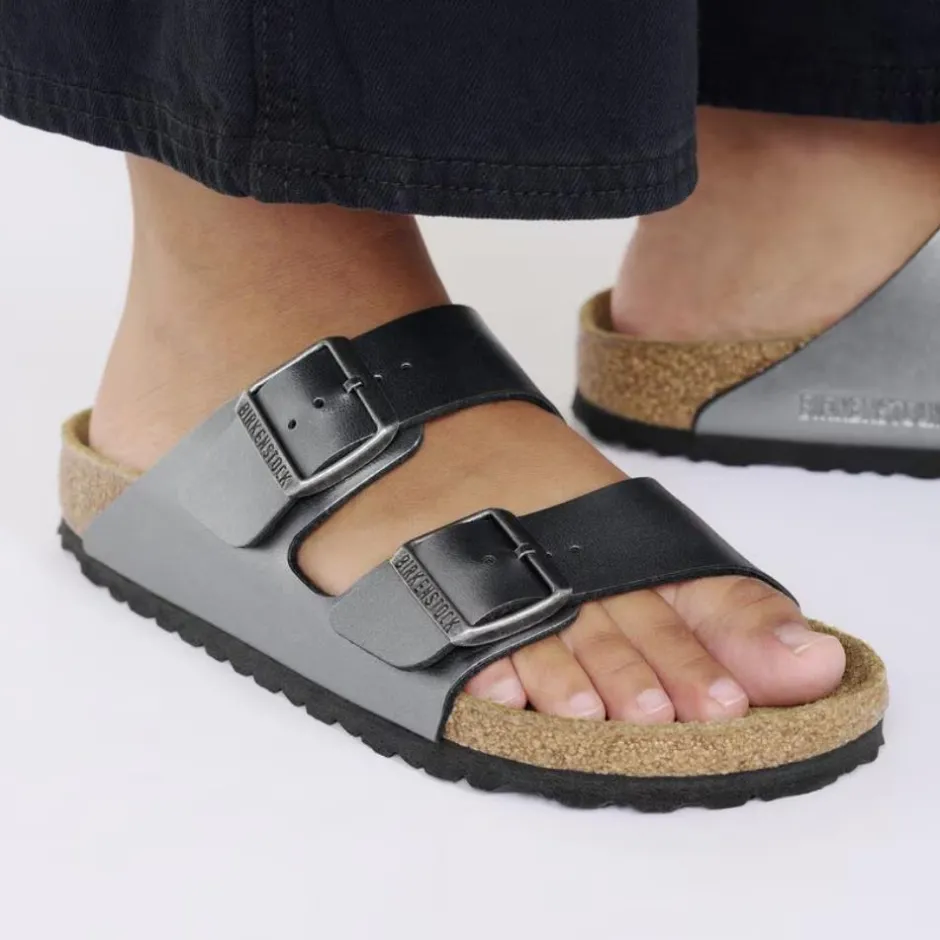 Women Birkenstock Arizona Birko-Flor - Metallic Black
