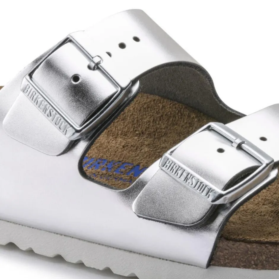 Women Birkenstock Arizona Soft Footbed - Metallic Silver