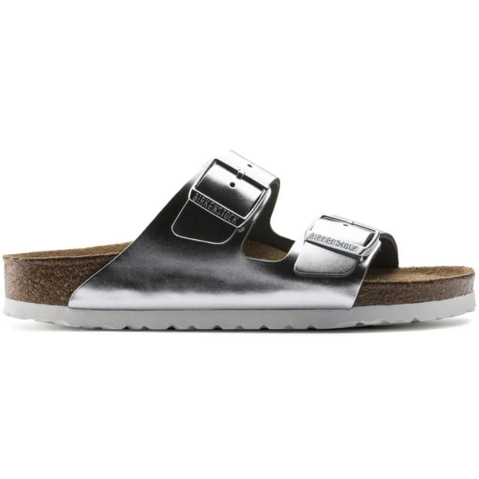 Women Birkenstock Arizona Soft Footbed - Metallic Silver