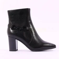 Women Caprice Audrey Link Strap Ankle Boot - Black Leather