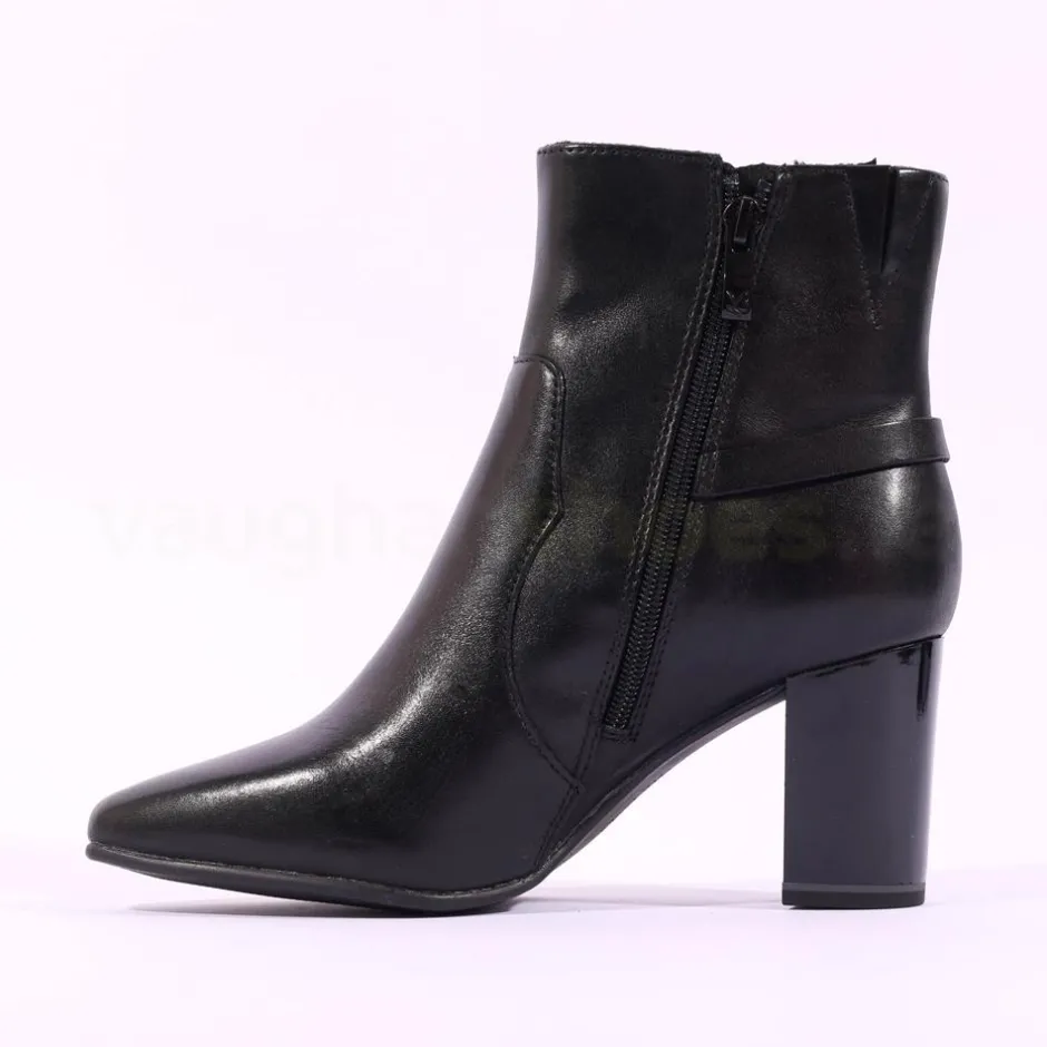 Women Caprice Audrey Link Strap Ankle Boot - Black Leather