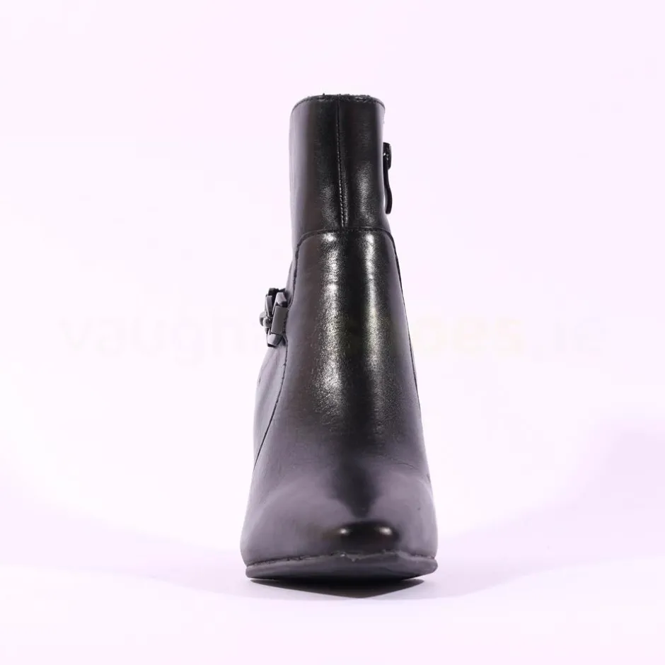 Women Caprice Audrey Link Strap Ankle Boot - Black Leather