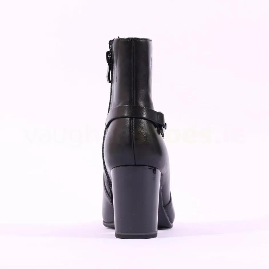 Women Caprice Audrey Link Strap Ankle Boot - Black Leather