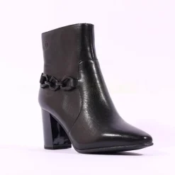 Women Caprice Audrey Link Strap Ankle Boot - Black Leather