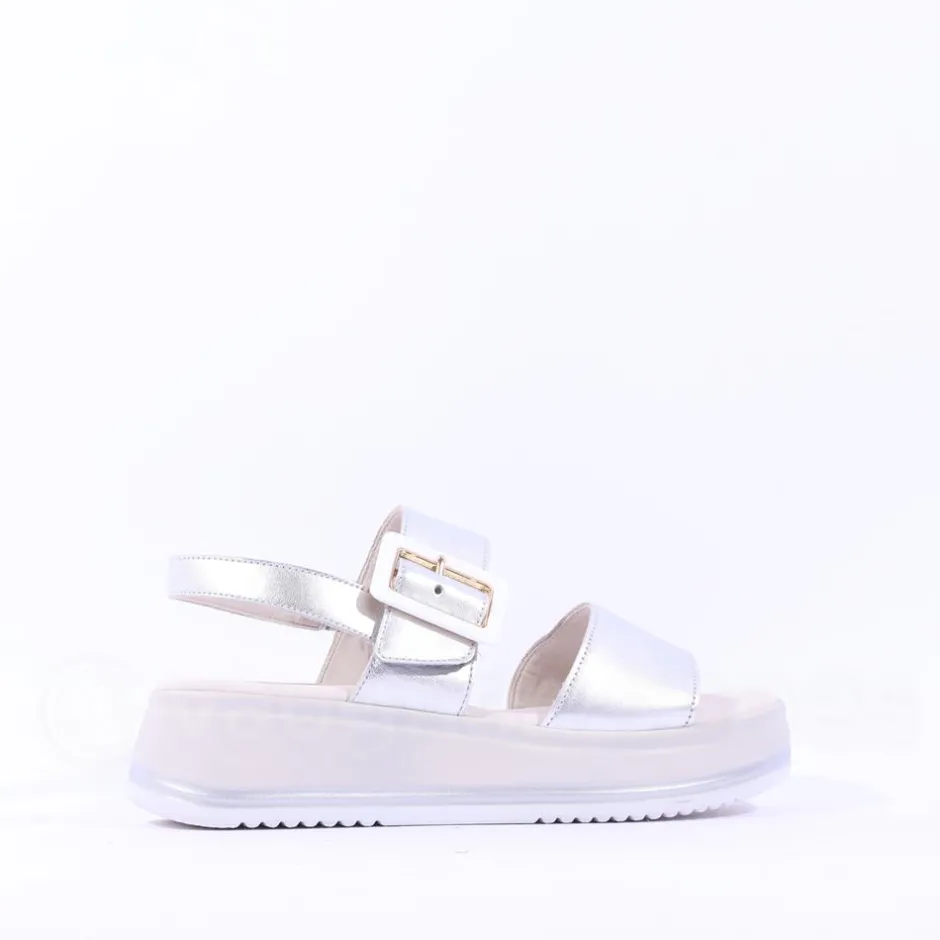 Women Gabor Aviemore Slingback Wedge Sandal - Silver Combi