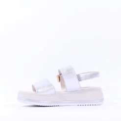 Women Gabor Aviemore Slingback Wedge Sandal - Silver Combi
