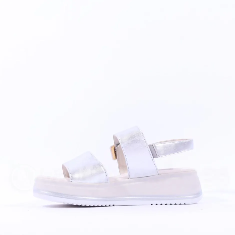 Women Gabor Aviemore Slingback Wedge Sandal - Silver Combi