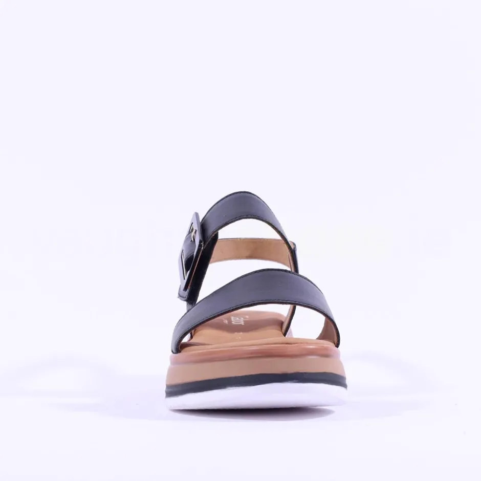 Women Gabor Aviemore Slingback Wedge Sandal - Black Tan