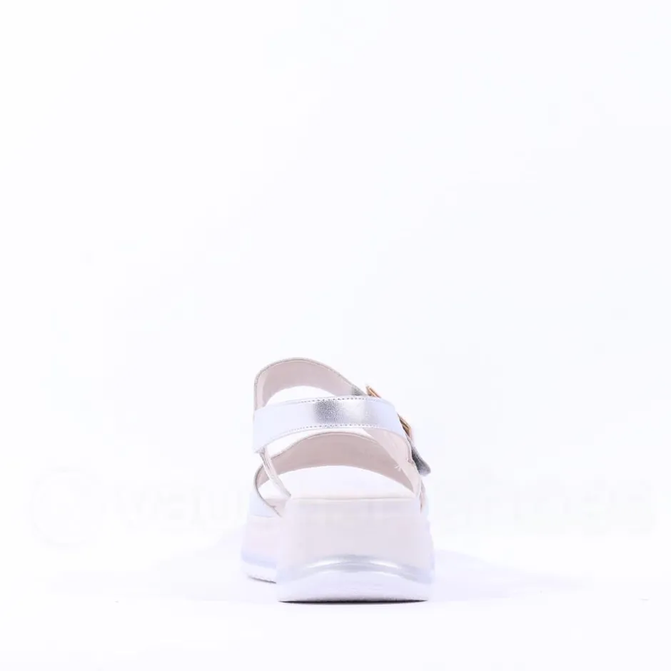 Women Gabor Aviemore Slingback Wedge Sandal - Silver Combi