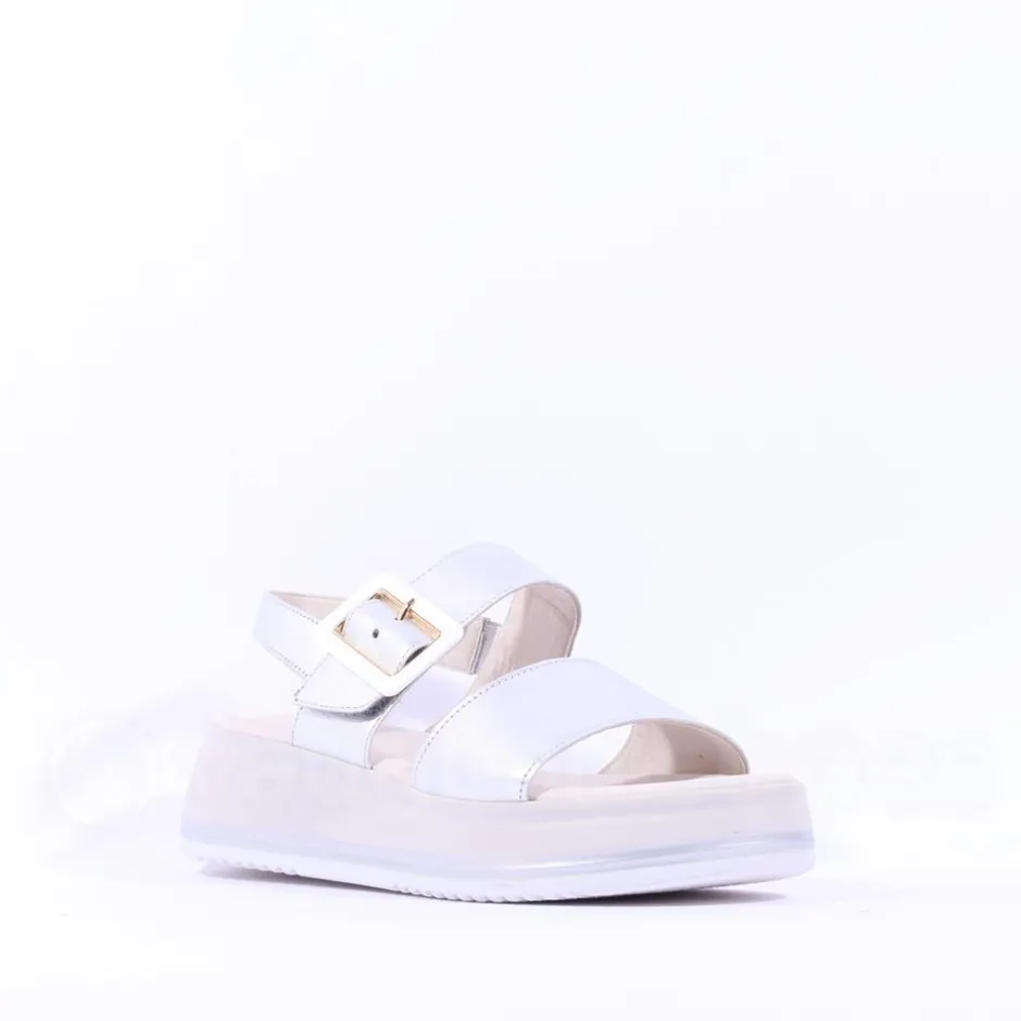 Women Gabor Aviemore Slingback Wedge Sandal - Silver Combi