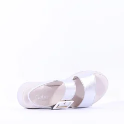 Women Gabor Aviemore Slingback Wedge Sandal - Silver Combi