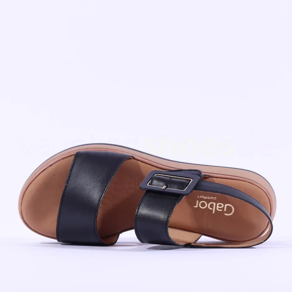 Women Gabor Aviemore Slingback Wedge Sandal - Black Tan