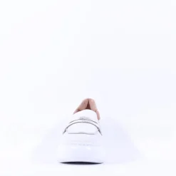 Women Wonders Bacan Curvy Sole Slip On Wedge - White Silver Leather