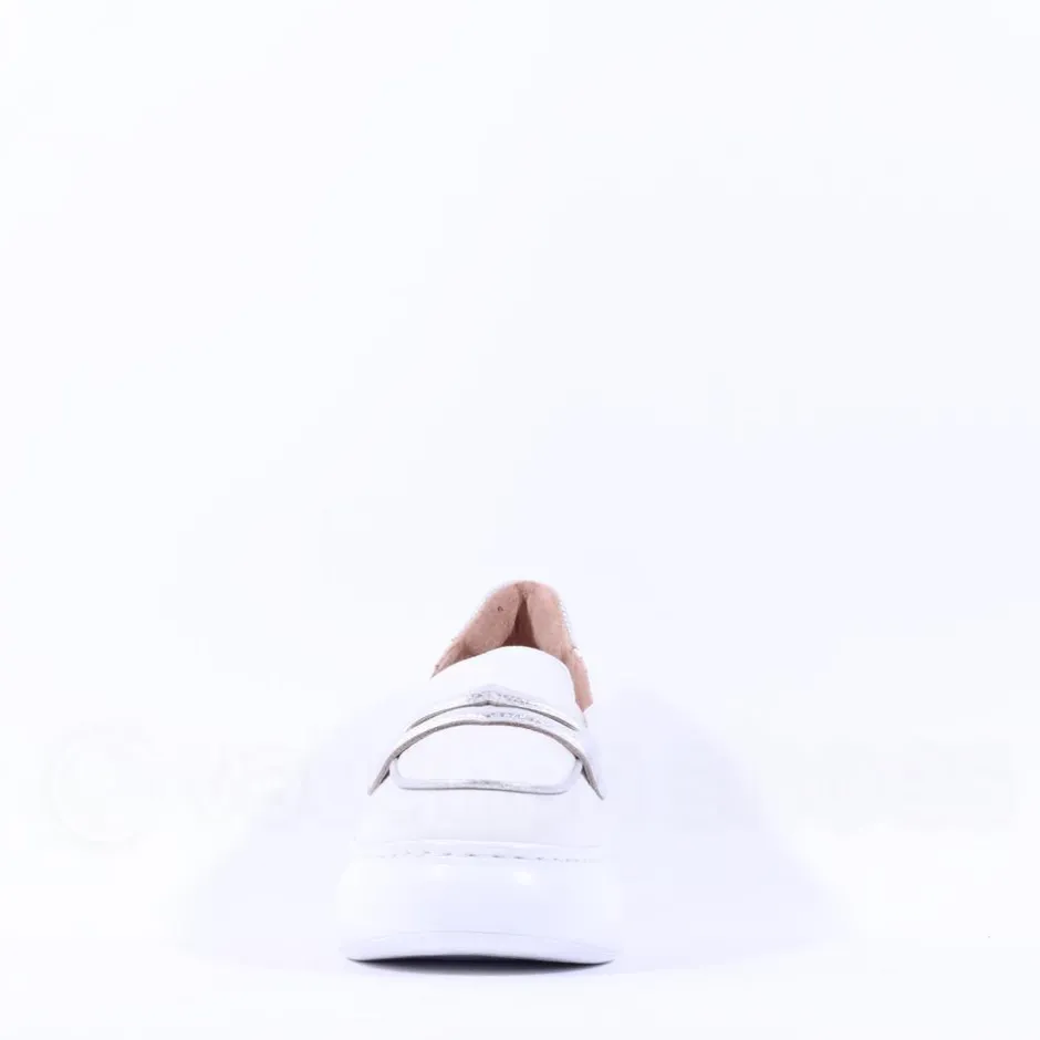 Women Wonders Bacan Curvy Sole Slip On Wedge - White Silver Leather