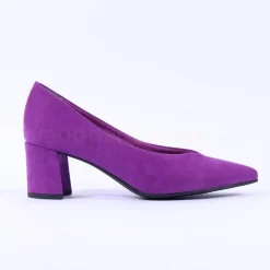 Women Marco Tozzi Baci V Cut Block Heel Court - Violet