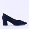 Women Marco Tozzi Baci V Cut Block Heel Court - Navy