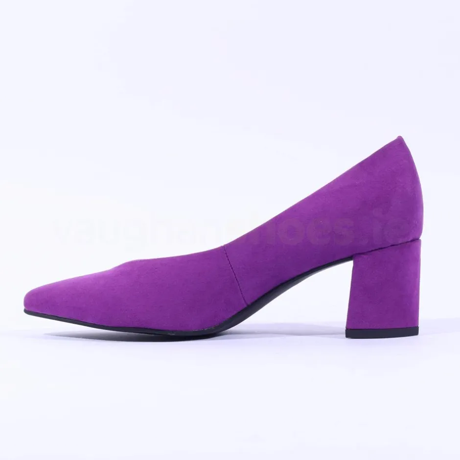 Women Marco Tozzi Baci V Cut Block Heel Court - Violet